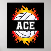 Ace Name Volleyball Player Boys Ball and Net Sport
