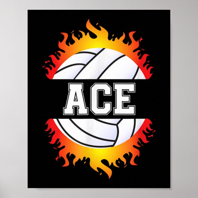 Ace Name Volleyball Player Boys Ball and Net Sport Poster (Vorne)