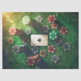 Ace of Clubs & Poker Chips, Gaming Seidenpapier