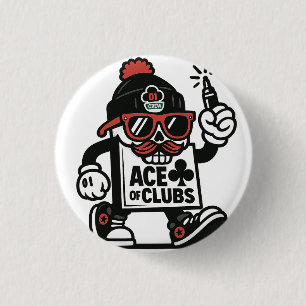 Ace of Clubs Street Mascot — Poker Grind Crew Button