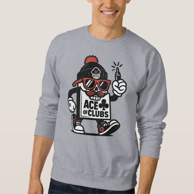 Ace of Clubs Street Mascot — Poker Grind Crew Sweatshirt (Vorderseite)
