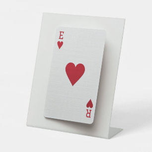 Ace of Hearts Card - Initials-Zeichen Sockelschild