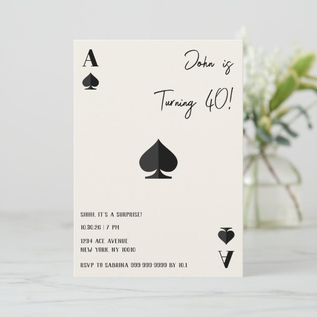 Ace of Spades Birthday Card | Playing Card Party T Karte (Stehend Vorderseite)