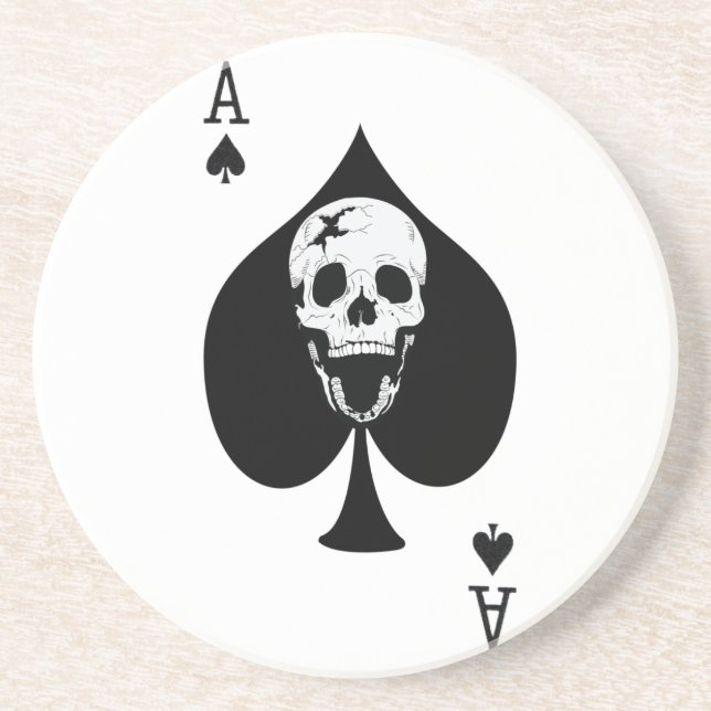 Ace of Spades Fractured Skull Sandstein Untersetzer (Vorne)