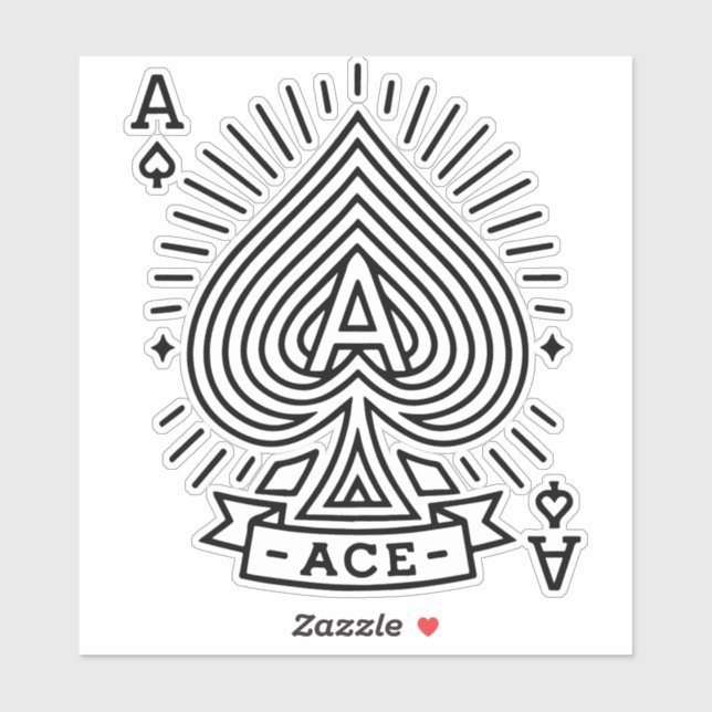 Ace of Spades - Monoline Sonnenbrust Emblem Aufkleber (Blatt)