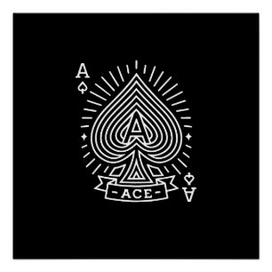 Ace of Spades - Monoline Sonnenbrust Emblem Poster