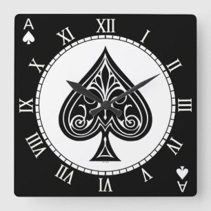 Ace of spades, playing card, poker, blackjack quadratische wanduhr