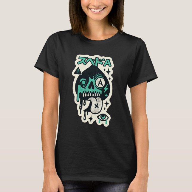 Ace of Spades — Tropfen-Skull Katakana T-Shirt (Vorderseite)