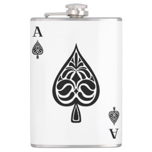 Ace Pipe Black and White Playing Card Flachmann