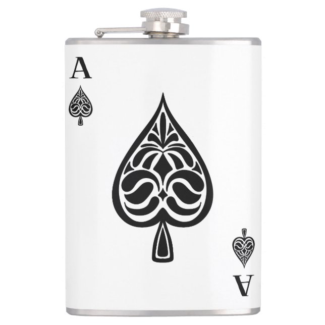 Ace Pipe Black and White Playing Card Flachmann (Vorderseite)