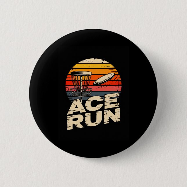 Ace Run Retro Disc Golf Sket Ace Run Sonnenunterga Button (Vorderseite)
