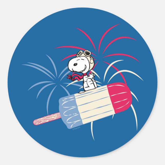 Ace Snoopy auf dem Eis-Pop Runder Aufkleber (Vorderseite)