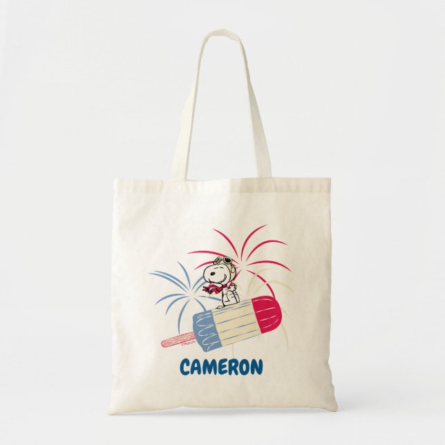 Ace Snoopy auf dem Eis-Pop Tragetasche (Vorne)