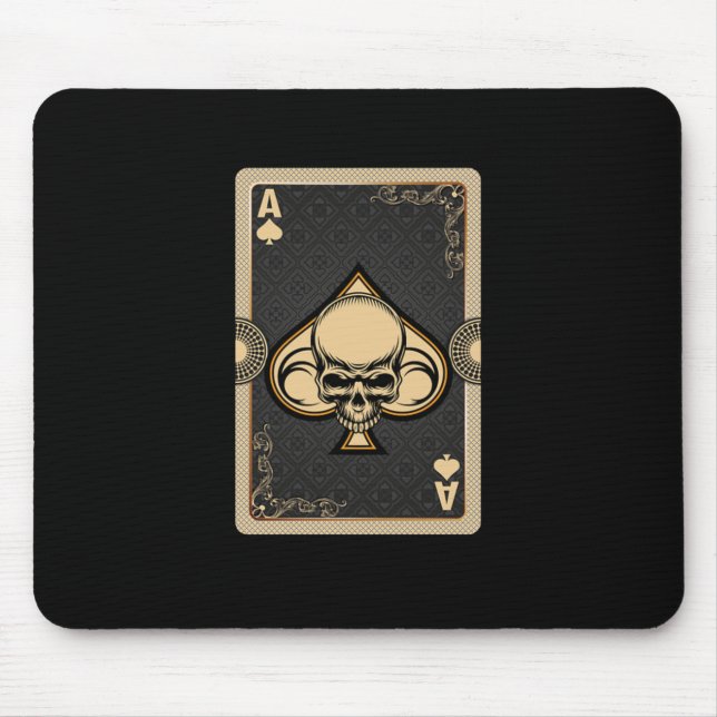 Ace Spades Skull Cards Poker Casino Player Gamblin Mousepad (Vorne)