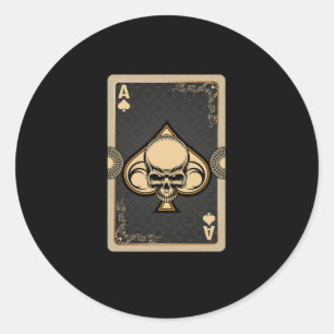 Ace Spades Skull Cards Poker Casino Player Gamblin Runder Aufkleber