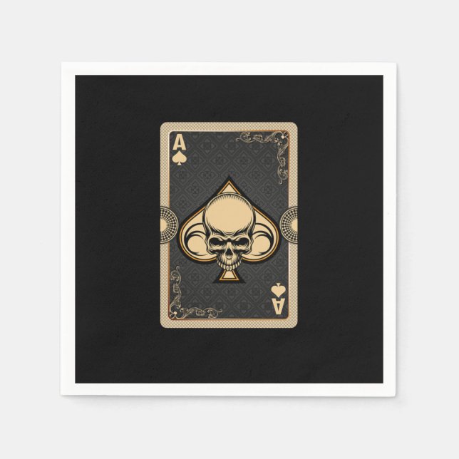Ace Spades Skull Cards Poker Casino Player Gamblin Serviette (Vorderseite)