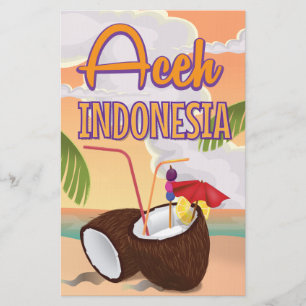 Aceh Indonesia Vintage Poster Briefpapier