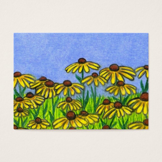 Aceo Art Card ~ Schwarz-mit Augen Susans-Blume (Vorderseite)