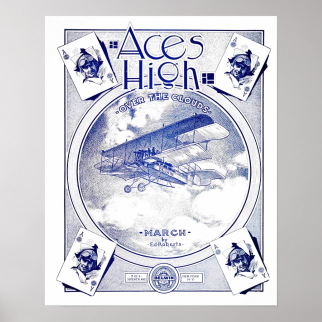 Aces High Biplane Aeronautic Sheet Music Cover Poster (Vorne)