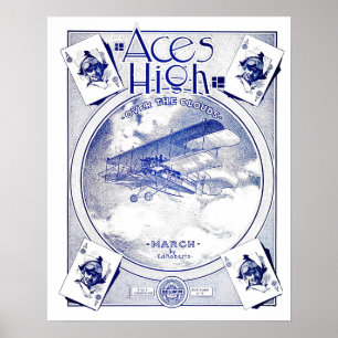 Aces High Doppeldecker-Flugblatt-Musikcover Poster