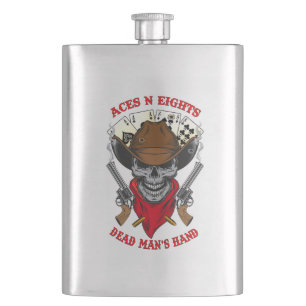 Aces n Acht Tote Mann Hand Cowboy Skull Flachmann