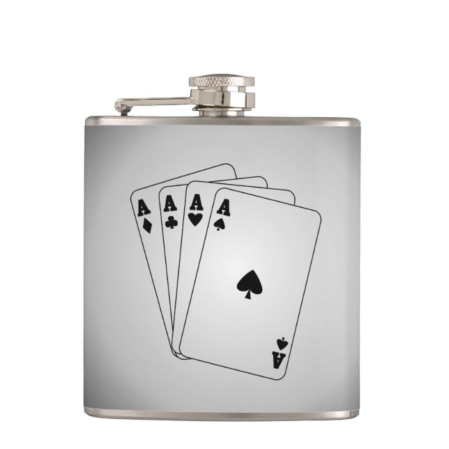 Aces Poker Hand Flachmann (Vorderseite)