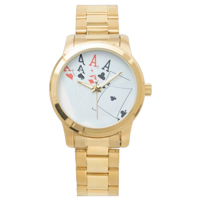 Aces Quads Poker Cards, Armbanduhr (Vorderseite)