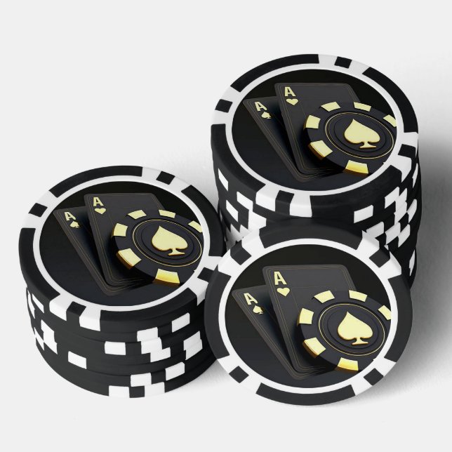 "Aces" schwarz Pokerchips (Stapel)