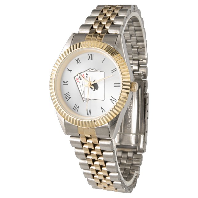 Aces w Black Roman Numerals Armbanduhr (Schrägansicht)