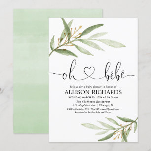 Ach, bebe Französisch grüne Gold Gender-Neutral-Du Einladung