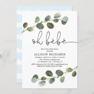 Ach, bebe Französisch Thema blauer Schwarz-weißer  Einladung