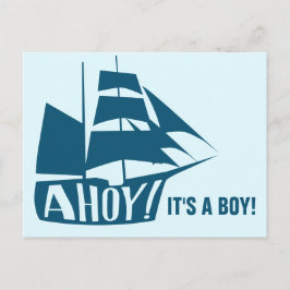 Ach, das ist ein Junge! Blue Nautical Themed Baby  Postkarte