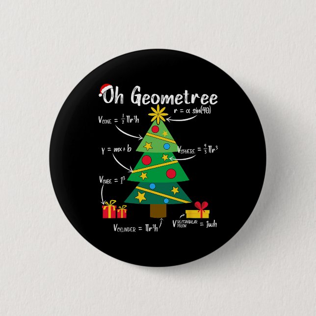 Ach geometrisch lustige Weihnachtsbaumgeometrie ma Button (Vorderseite)