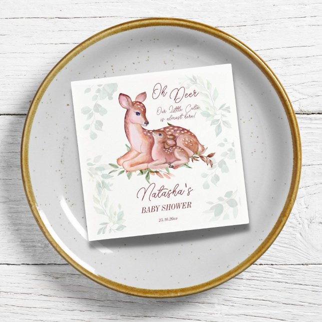 Ach Hirschwald-Babydusche Serviette (Oh deer baby shower napkins cute baby deer mother doe woodlands themed baby shower tableware)
