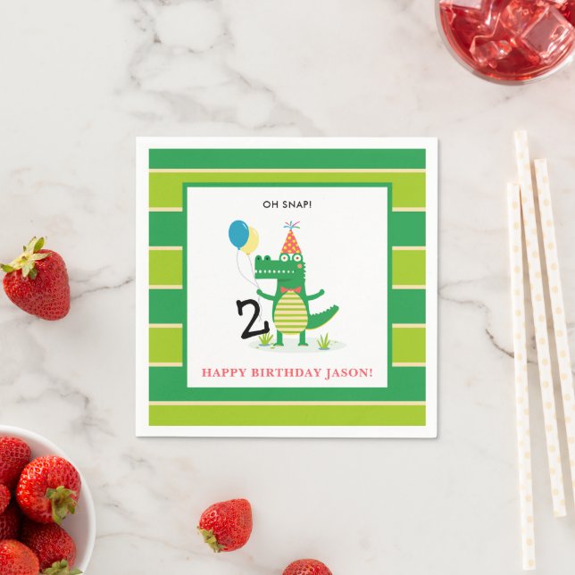 Ach, schläfst Niedlicher Alligator im Kindergeburt Serviette (Beispiel)