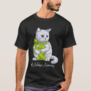 Achalasis Awareness Month Lime Green Ribbon Cat T-Shirt