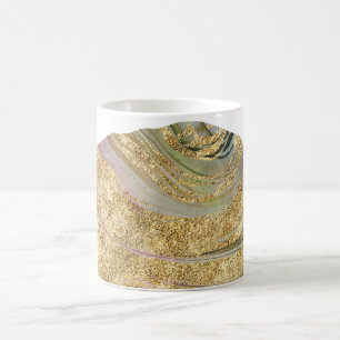 *~* Achat-Felsenwatercolor-GoldGlitzer Geode Kaffeetasse