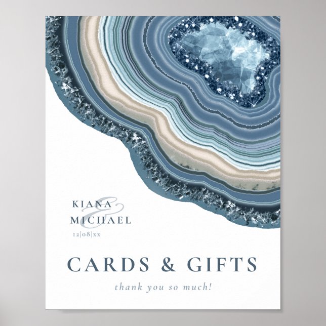 Achat Geode Glitter Karten & Geschenke Staubblau I Poster (Vorne)