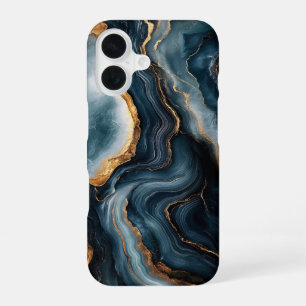 Achat-Geode mit Gold und Marineblau-Marmor iPhone 16 Hülle