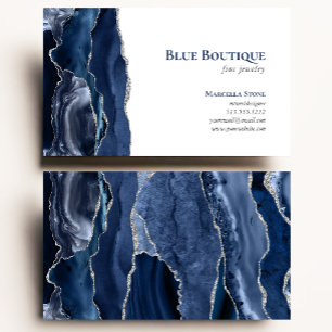 Achat-Geoden-Schmuckdesigner Navyblau Silber Visitenkarte