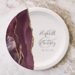 Achat-Geoden-Schrift Burgunder-Gold-Rosé Pappteller