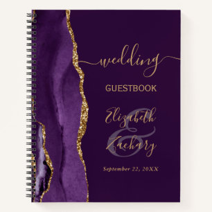 Achat-Geoden-Schrift lila Gold-Pflaume Hochzeitsga Notizbuch
