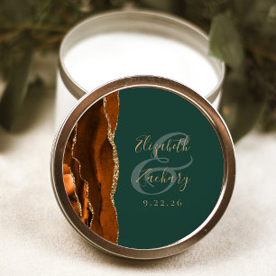 Achat-Geoden-Schrift Rost Gold Grün Hochzeit Runder Aufkleber