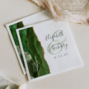 Achat-Geoden-Script Jägergrün-Goldene Hochzeit Serviette