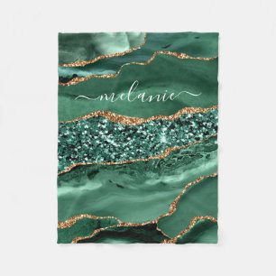 Achat Grün Gold Glitter Geode Marmor Benutzerdefin Fleecedecke