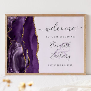 Achat Lila Gold Schrift Lavendel Hochzeitsempfang Poster