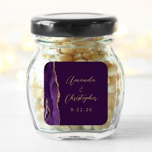 Achat Lila Gold Schrift Pflaume Hochzeit Quadratischer Aufkleber