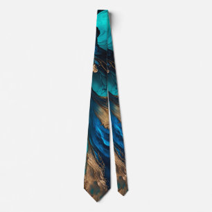 Achat Navy Blau Gold Edelstein Marmor Geode Luxus Krawatte