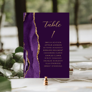 Achat Purpur Gold Pflaume Moderne Schrift Hochzeit Tischnummer