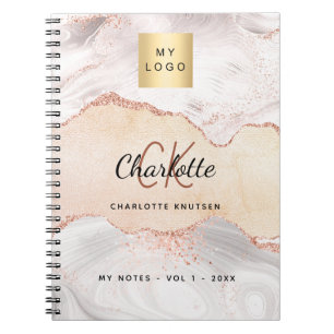 Achat-Roségold-Logo-Monogramm elegantes Geschäft Notizblock